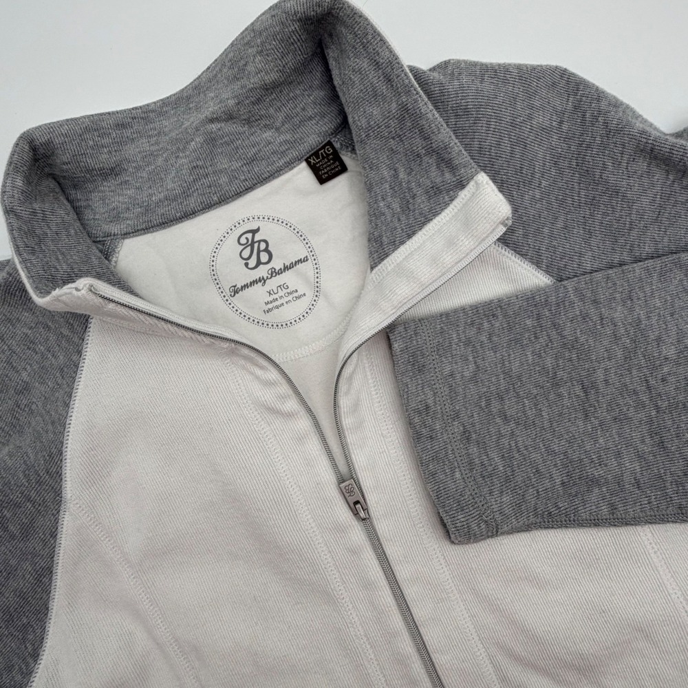 Tommy‎ Bahama Men XL G Golf Quarter Zip Pullover Sweatshirt White Grey